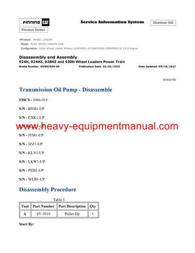 DOWNLOAD CATERPILLAR 924H WHEEL LOADER SERVICE REPAIR MANUAL LKW