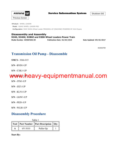 DOWNLOAD CATERPILLAR 924HZ WHEEL LOADER SERVICE REPAIR MANUAL PED