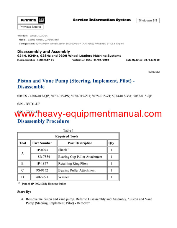 DOWNLOAD CATERPILLAR 928HZ WHEEL LOADER SERVICE REPAIR MANUAL BYD