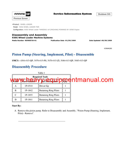 DOWNLOAD CATERPILLAR 930G WHEEL LOADER FULL COMPLETE SERVICE REPAIR MANUAL TWR