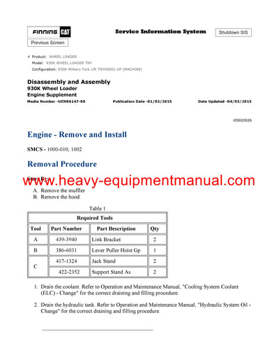 DOWNLOAD CATERPILLAR 930K WHEEL LOADER SERVICE REPAIR MANUAL TNY