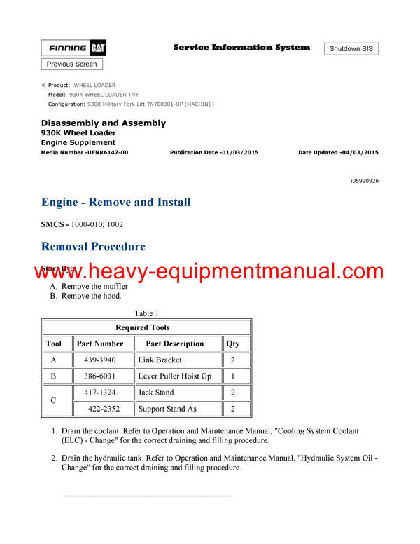 DOWNLOAD CATERPILLAR 930K WHEEL LOADER SERVICE REPAIR MANUAL TNY