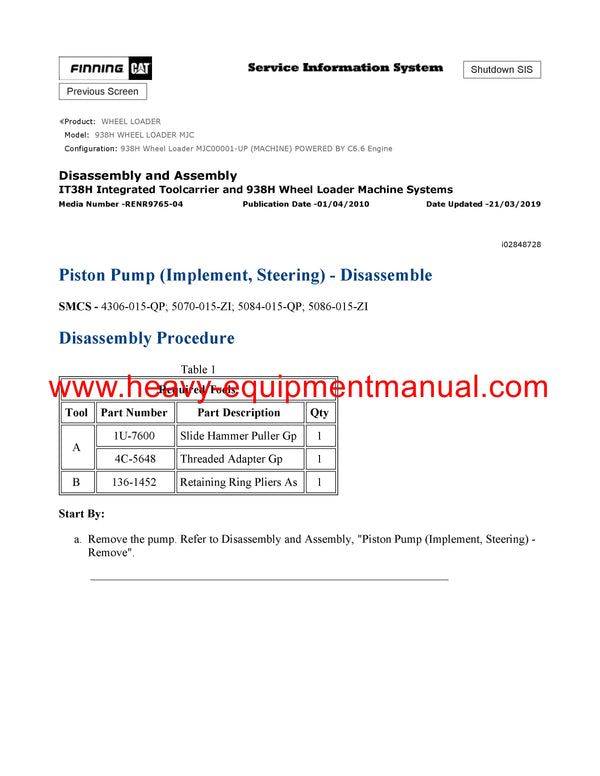 DOWNLOAD CATERPILLAR 938H WHEEL LOADER SERVICE REPAIR MANUAL MJC