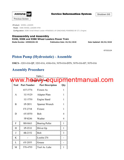 DOWNLOAD CATERPILLAR 938K WHEEL LOADER SERVICE REPAIR MANUAL HFW