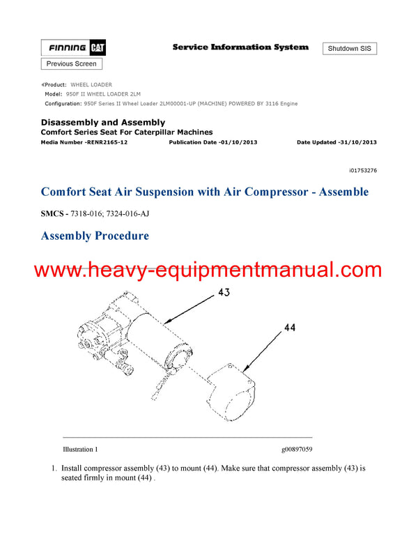 Caterpillar 950F II WHEEL LOADER Full Complete Service Repair Manual 2LM