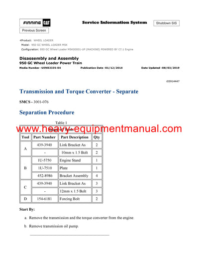 DOWNLOAD CATERPILLAR 950 GC WHEEL LOADER SERVICE REPAIR MANUAL M5K