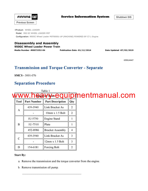 DOWNLOAD CATERPILLAR 950 GC WHEEL LOADER SERVICE REPAIR MANUAL M5T