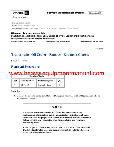 Download Caterpillar 950G II WHEEL LOADER Service Repair Manual AYB