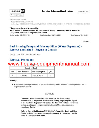 DOWNLOAD CATERPILLAR 950G II WHEEL LOADER SERVICE REPAIR MANUAL AYD