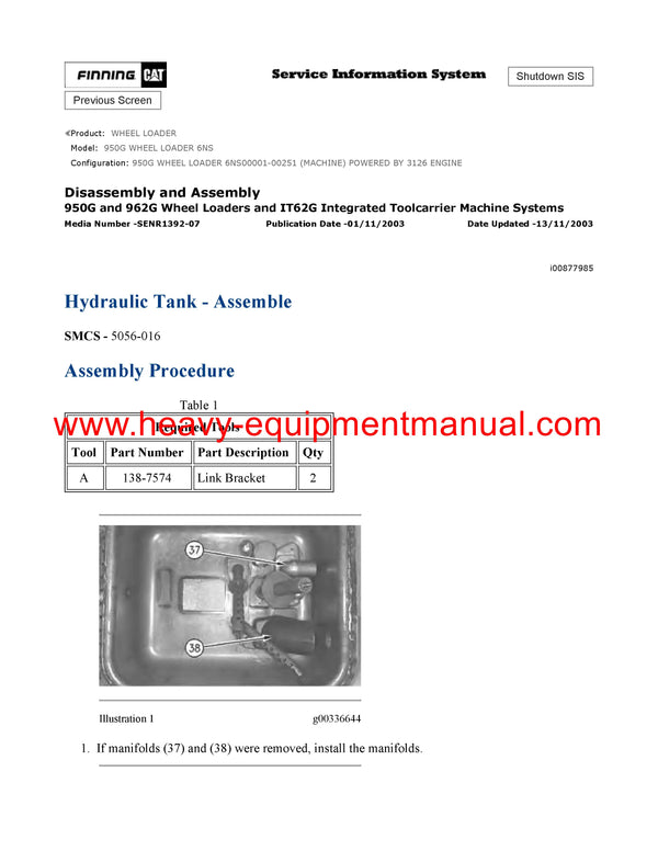 Download Caterpillar 950G WHEEL LOADER Service Repair Manual 6NS