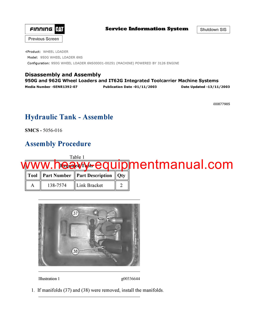 Download Caterpillar 950G WHEEL LOADER Service Repair Manual 6NS
