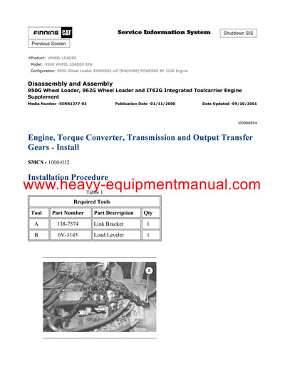Download Caterpillar 950G WHEEL LOADER Service Repair Manual 8JW