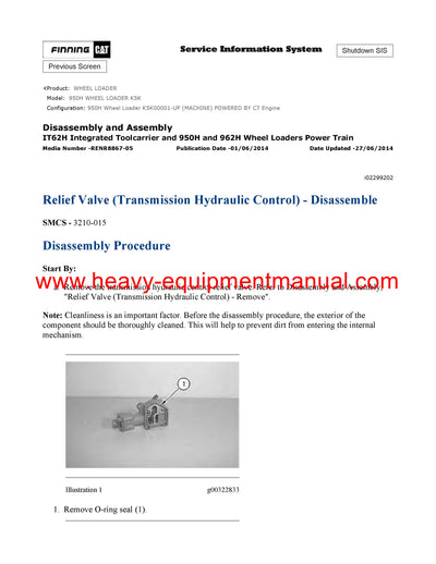 Download Caterpillar 950H WHEEL LOADER Service Repair Manual K5K