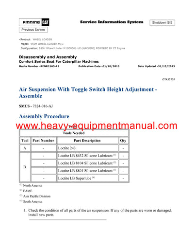 DOWNLOAD CATERPILLAR 950H WHEEL LOADER SERVICE REPAIR MANUAL M1G