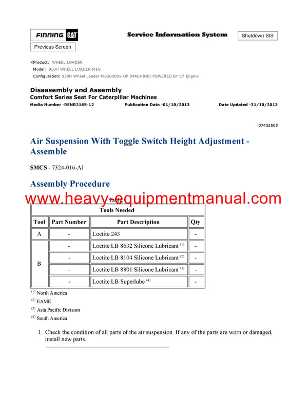 DOWNLOAD CATERPILLAR 950H WHEEL LOADER SERVICE REPAIR MANUAL M1G