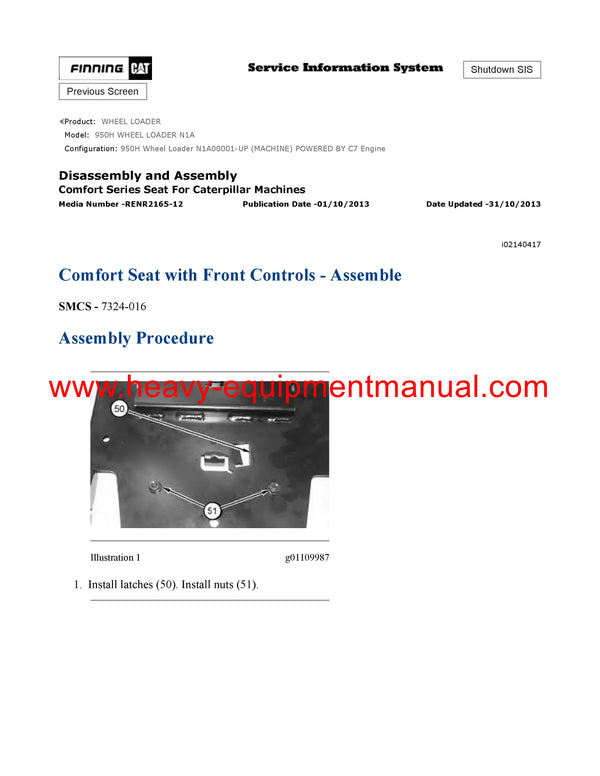 Download Caterpillar 950H WHEEL LOADER Service Repair Manual N1A