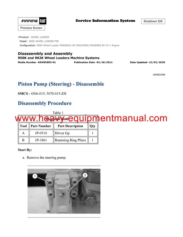 Download Caterpillar 950K WHEEL LOADER Service Repair Manual FER