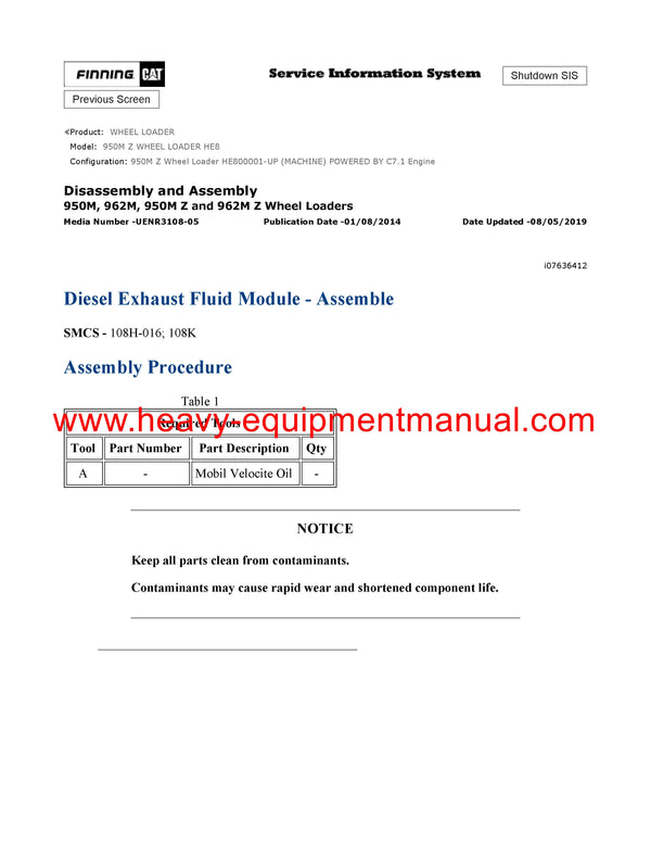 DOWNLOAD CATERPILLAR 950M Z WHEEL LOADER SERVICE REPAIR MANUAL HE8