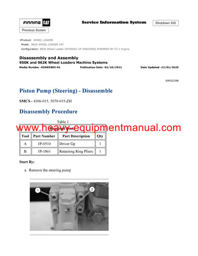 Download Caterpillar 962K WHEEL LOADER Service Repair Manual X4T