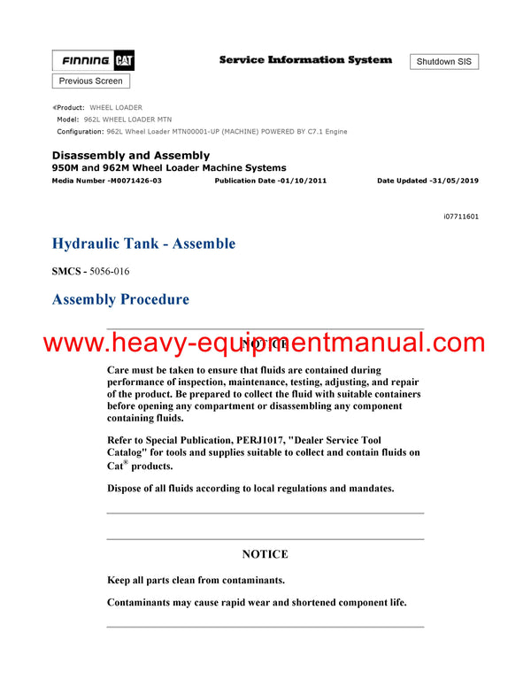 DOWNLOAD CATERPILLAR 962L WHEEL LOADER SERVICE REPAIR MANUAL MTN