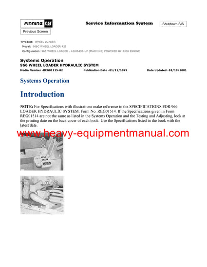 PDF Caterpillar 966C WHEEL LOADER Full Complete Service Repair Manual 42J00001-03565 PDF Caterpillar 966C WHEEL LOADER Full Complete Service Repair Manual 42J00001-03565