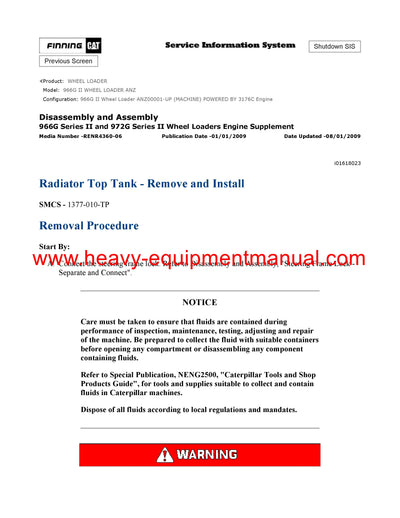 Download Caterpillar 966G II WHEEL LOADER Service Repair Manual ANZ