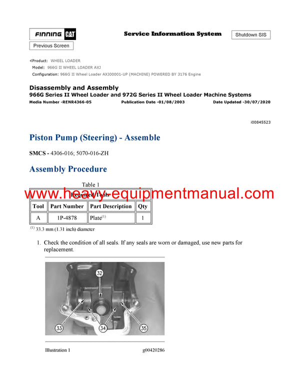 DOWNLOAD CATERPILLAR 966G II WHEEL LOADER SERVICE REPAIR MANUAL AXJ