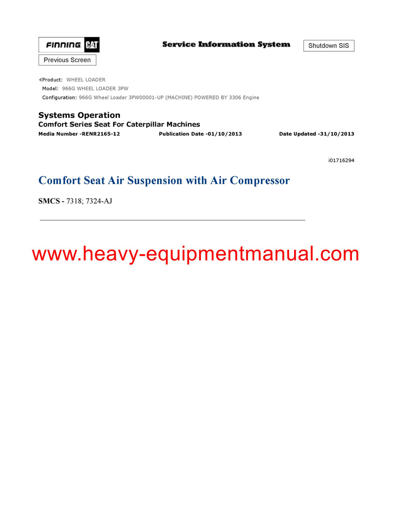 Caterpillar 966G WHEEL LOADER Full Complete Service Repair Manual 3PW