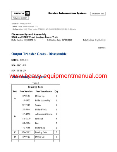 Download Caterpillar 966K WHEEL LOADER Full Complete Service Repair Manual TFS