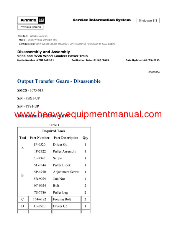 Download Caterpillar 966K WHEEL LOADER Full Complete Service Repair Manual TFS