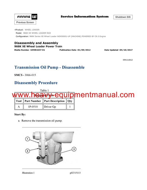 DOWNLOAD CATERPILLAR 966K XE WHEEL LOADER SERVICE REPAIR MANUAL NGX