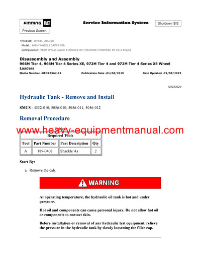 DOWNLOAD CATERPILLAR 966M WHEEL LOADER SERVICE REPAIR MANUAL EJA