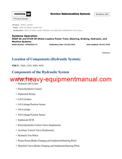 DOWNLOAD CATERPILLAR 966M XE WHEEL LOADER SERVICE REPAIR MANUAL P6C