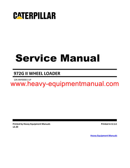 PDF Caterpillar 972G II WHEEL LOADER Service Repair Manual ANY