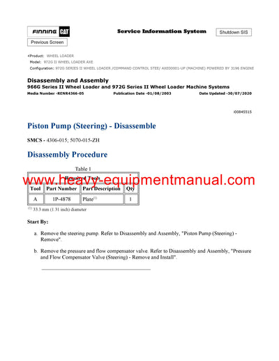 DOWNLOAD CATERPILLAR 972G II WHEEL LOADER SERVICE REPAIR MANUAL AXE