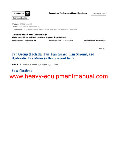 Download Caterpillar 972H WHEEL LOADER Service Repair Manual WXZ