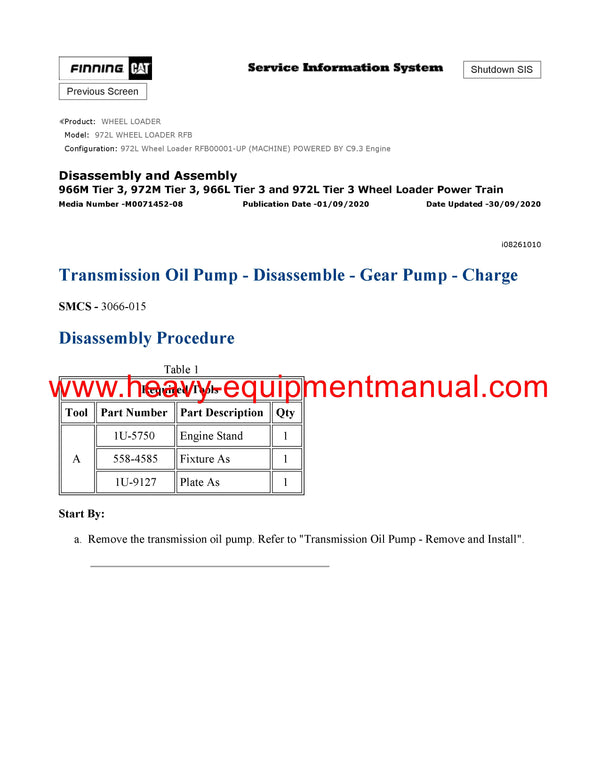 DOWNLOAD CATERPILLAR 972L WHEEL LOADER SERVICE REPAIR MANUAL RFB