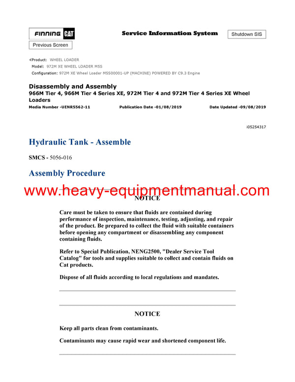 DOWNLOAD CATERPILLAR 972M XE WHEEL LOADER SERVICE REPAIR MANUAL M5S