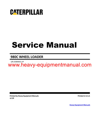 PDF Caterpillar 980C WHEEL LOADER Service Repair Manual 2EB