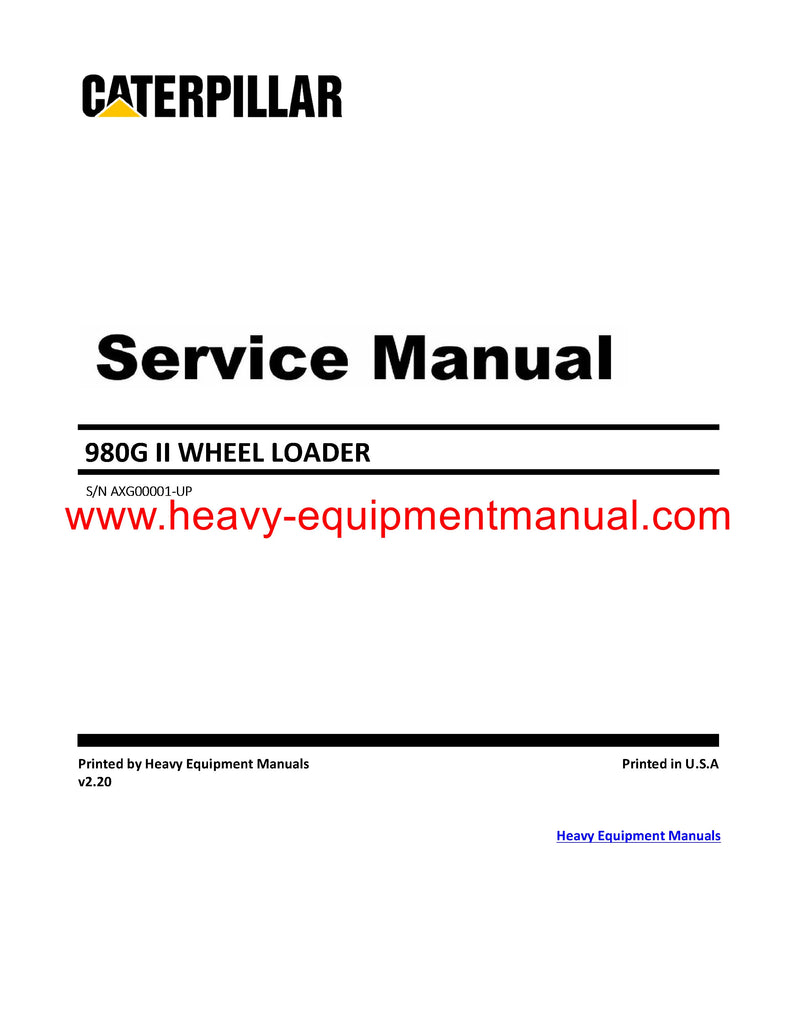 PDF Caterpillar 980G II WHEEL LOADER Service Repair Manual AXG