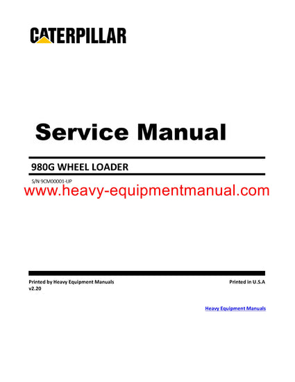 PDF Caterpillar 980G WHEEL LOADER Full Complete Service Repair Manual 9CM