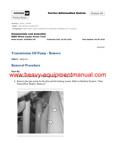 DOWNLOAD CATERPILLAR 980H WHEEL LOADER SERVICE REPAIR MANUAL MHG