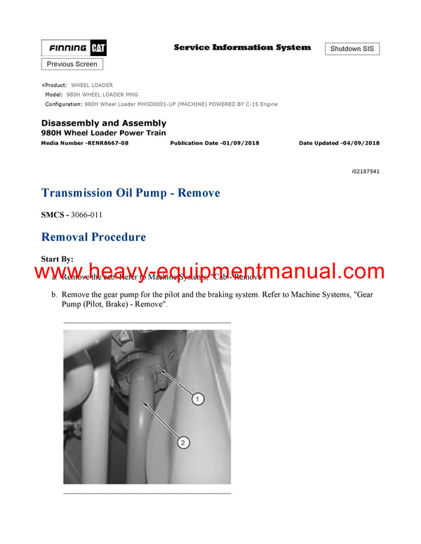 DOWNLOAD CATERPILLAR 980H WHEEL LOADER SERVICE REPAIR MANUAL MHG