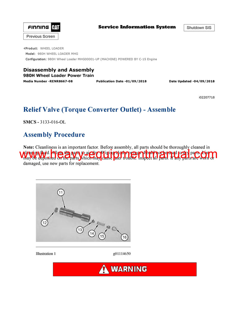PDF Caterpillar 980H WHEEL LOADER Service Repair Manual MHG