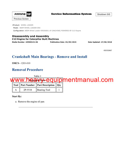 DOWNLOAD CATERPILLAR 980M WHEEL LOADER SERVICE REPAIR MANUAL KRS