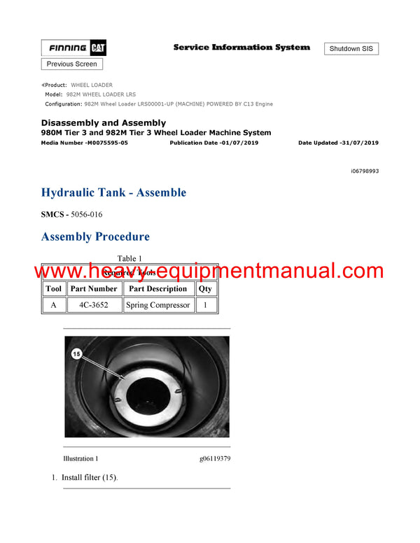 DOWNLOAD CATERPILLAR 982M WHEEL LOADER SERVICE REPAIR MANUAL LRS