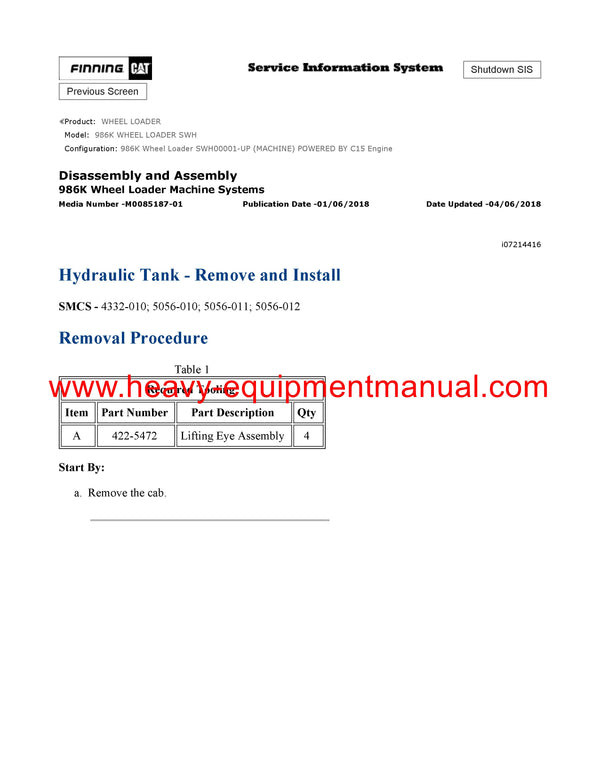 DOWNLOAD CATERPILLAR 986K WHEEL LOADER SERVICE REPAIR MANUAL SWH