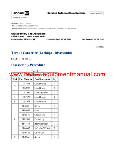 DOWNLOAD CATERPILLAR 988G WHEEL LOADER SERVICE REPAIR MANUAL 2TW