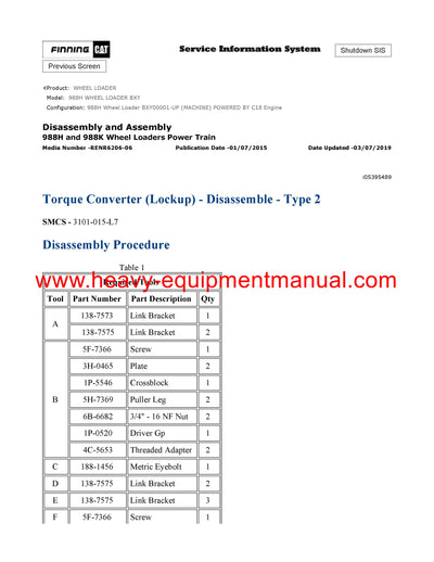 DOWNLOAD CATERPILLAR 988H WHEEL LOADER SERVICE REPAIR MANUAL BXY