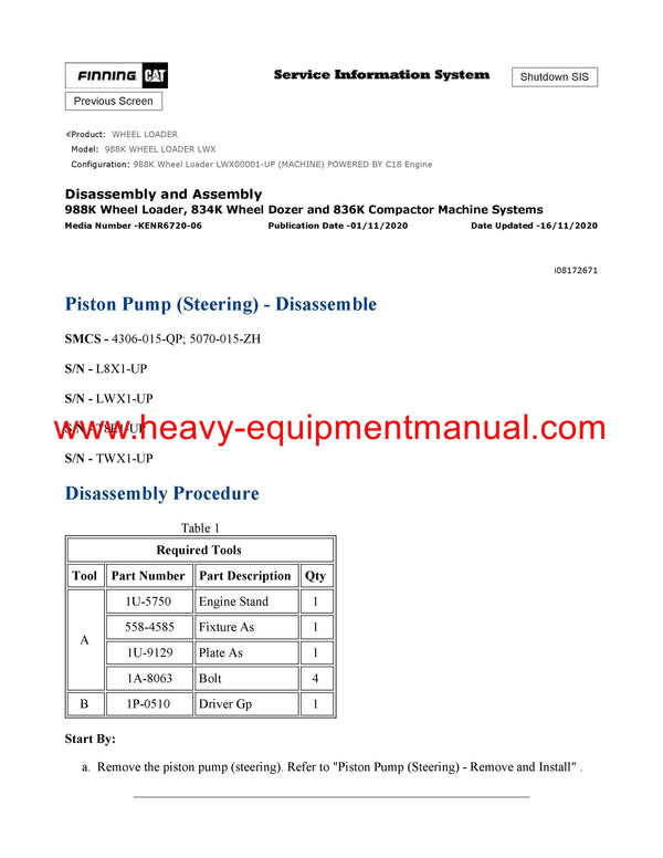 DOWNLOAD CATERPILLAR 988K WHEEL LOADER SERVICE REPAIR MANUAL LWX